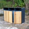 Iroko Wood Panel Triple Recycling Bin - 336 Litre