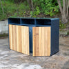 Iroko Wood Panel Triple Recycling Bin - 336 Litre