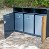 Iroko Wood Panel Triple Recycling Bin - 336 Litre