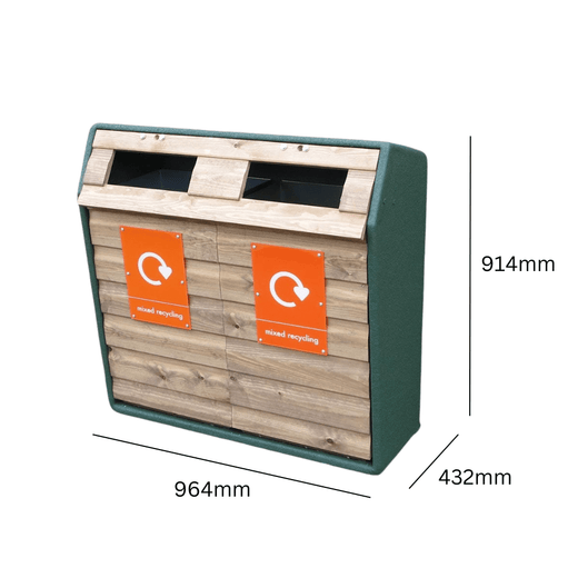 Double Wood Recycling Unit - 196 Litre