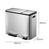 EcoCasa Triple Compartment Recycling Bin - 3 x 15 Litre