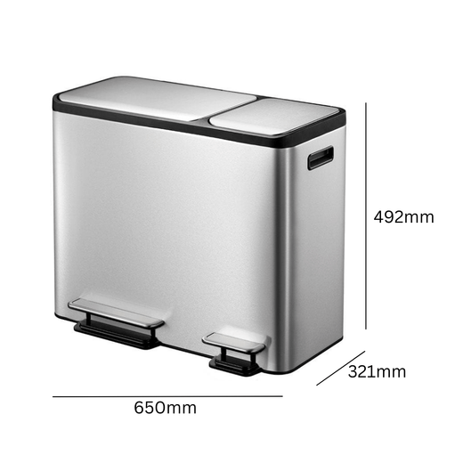 EcoCasa Triple Compartment Recycling Bin - 3 x 15 Litre