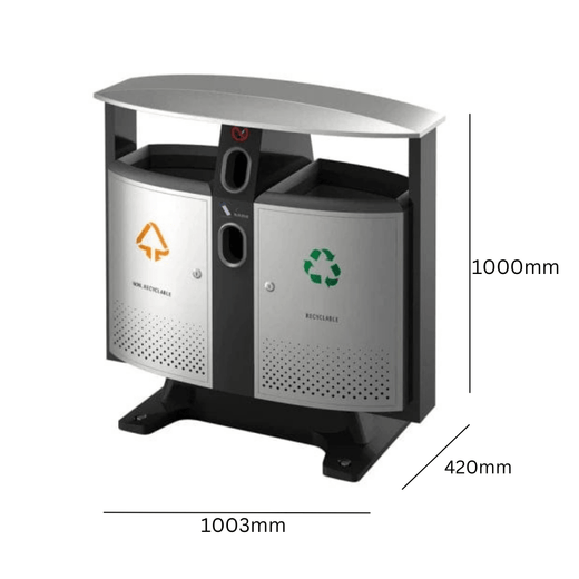 Robust Outdoor Recycling Bin with Battery Disposal - 2 x 39 Litre