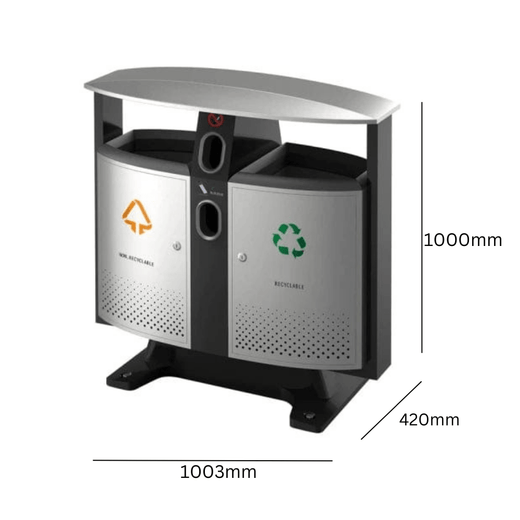 Robust Outdoor Recycling Bin with Battery Disposal - 2 x 39 Litre