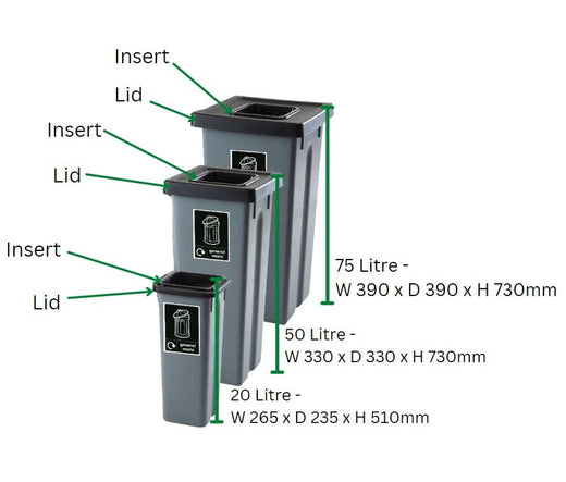 Freestanding Colour Coded Recycling Bin - 3 Sizes