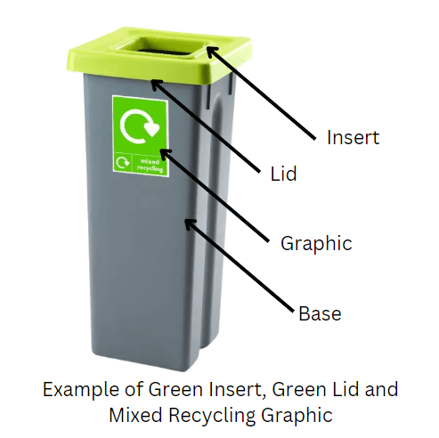 Freestanding Colour Coded Recycling Bin - 3 Sizes