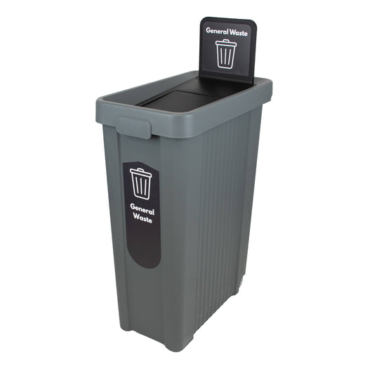 Slim Profile Recycling Bin with Integrated Signage - 70 Litres