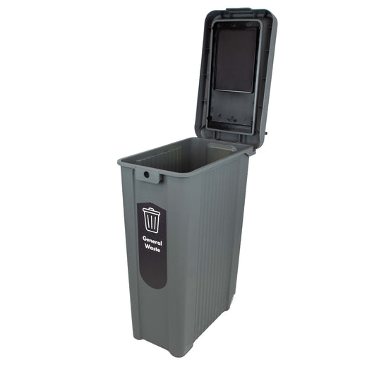 Slim Profile Recycling Bin with Integrated Signage - 70 Litres