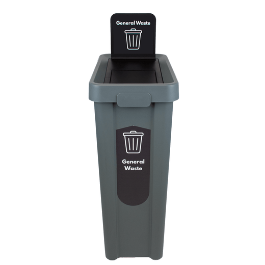 Slim Profile Recycling Bin with Integrated Signage - 70 Litres