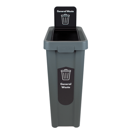 Slim Profile Recycling Bin with Integrated Signage - 70 Litres