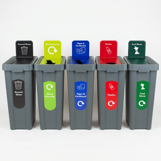 Slim Profile Recycling Bin with Integrated Signage - 70 Litres