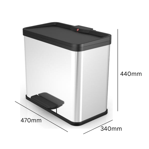 Hailo 2 Compartment 26 Litre Pedal Bin