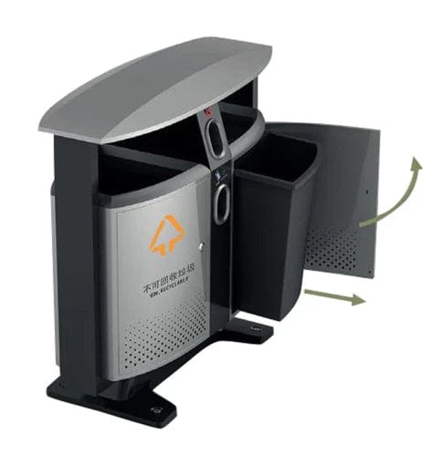 Robust Outdoor Recycling Bin with Battery Disposal - 2 x 39 Litre