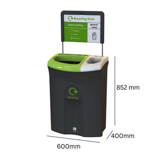Meridian Dual Aperture Recycling Bin - 110 Litre