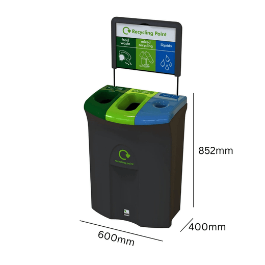 Meridian Triple Aperture Recycling Bin - 110 Litre