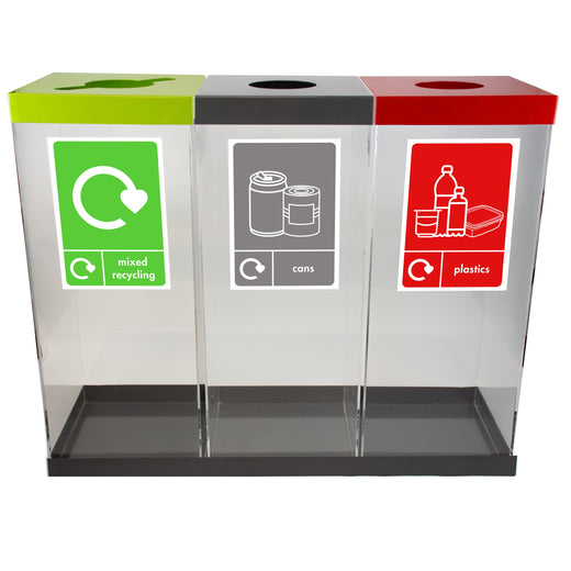 Triple Clear Recycling Station - 2 Sizes Available