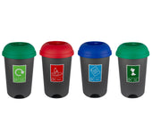 Set of 4 50 Litre Recycling Bins & Stickers