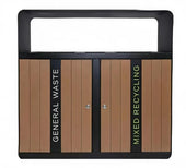 Double Wood Look External Recycling Bin