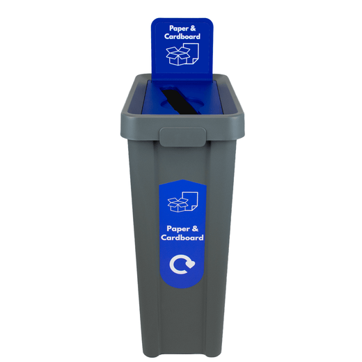 Slim Profile Recycling Bin with Integrated Signage - 70 Litres