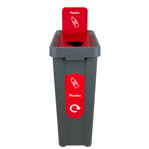 Slim Profile Recycling Bin with Integrated Signage - 70 Litres
