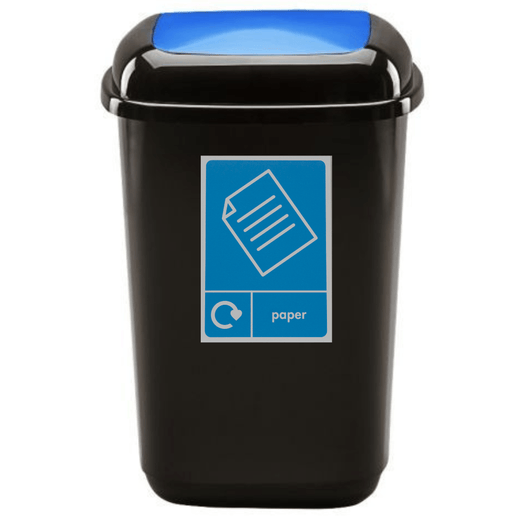 Plastic Push Lid Recycling Bin - 28 litre