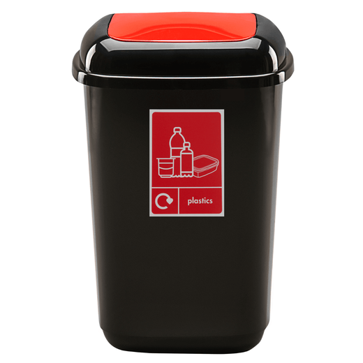 Plastic Push Lid Recycling Bin - 28 litre