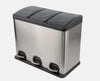 Stainless Steel Kitchen Recycling Bin - 3 x 15L