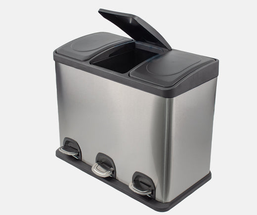 Stainless Steel Kitchen Recycling Bin - 3 x 15L