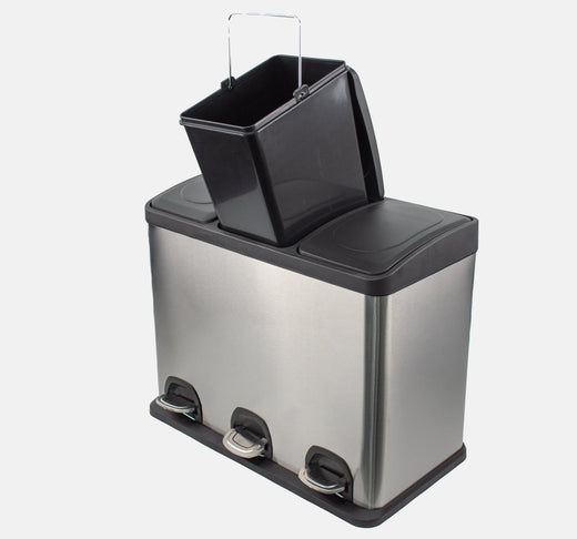 Stainless Steel Kitchen Recycling Bin - 3 x 15L