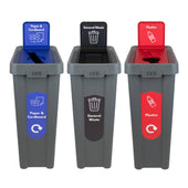 Slim Profile Recycling Bin with Integrated Signage - 70 Litres