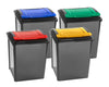 Set of 4 x 50 Litre Lift Top Recycling Bins with Coloured Lids