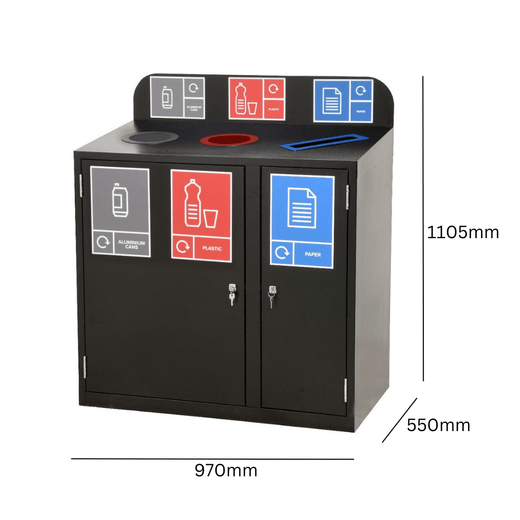 Zeus 3 Bay Recycling Station 240 Litre (80 Litres per Bay)