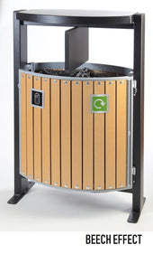 2 Compartment Outdoor Wood Look Recycling Bin (2 x 39 Litres)