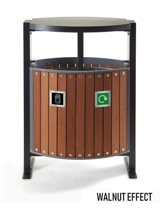 2 Compartment Outdoor Wood Look Recycling Bin (2 x 39 Litres)