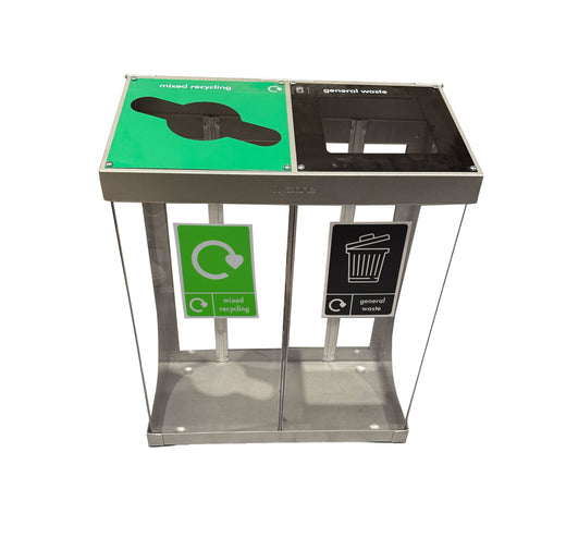 Double Metal Recycling Bin with Clear Plastic Liners - 120L