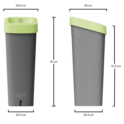 Mini Recycling Bin with Pastel Lids- 50 Litre