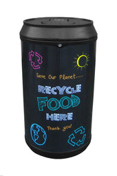 Blackboard Drinks Can Recycling Bin - 130 Litre