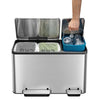 EcoCasa Triple Compartment Recycling Bin - 3 x 15 Litre