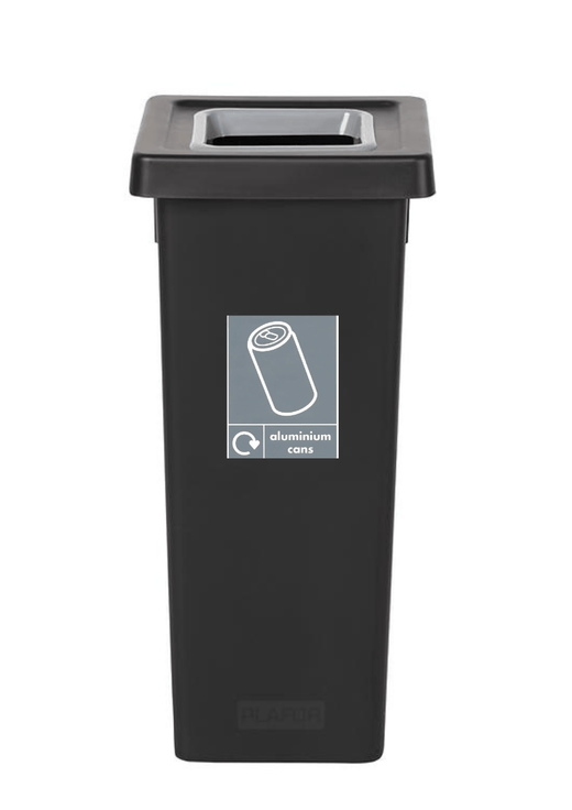 Freestanding Black Recycling Bins with Colour Coded Lids