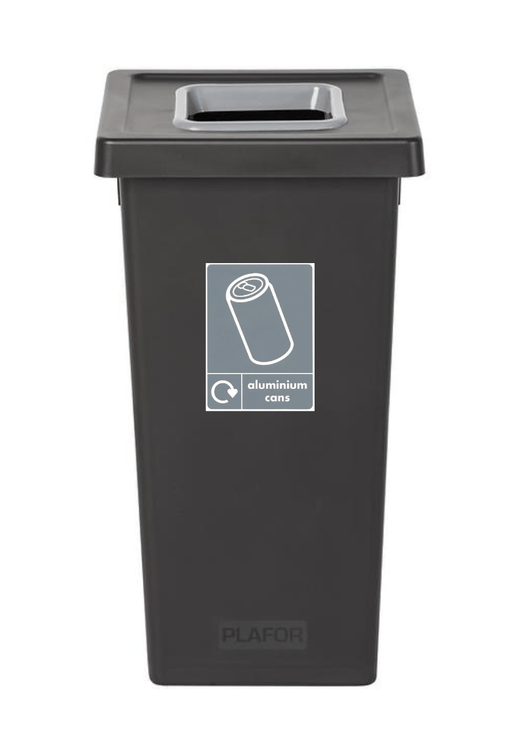 Freestanding Black Recycling Bins with Colour Coded Lids