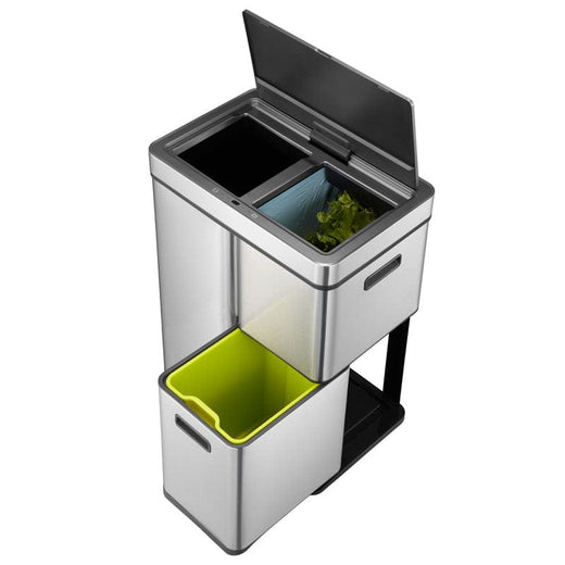 Mirage Stacked Sensor 3 Compartment Recycling Bin - 60 Litre