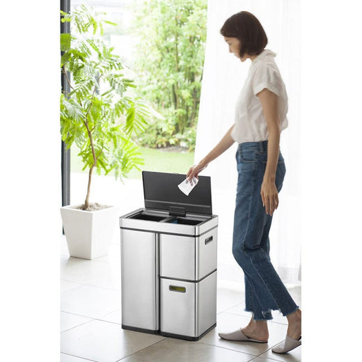 Mirage Stacked Sensor 3 Compartment Recycling Bin - 60 Litre