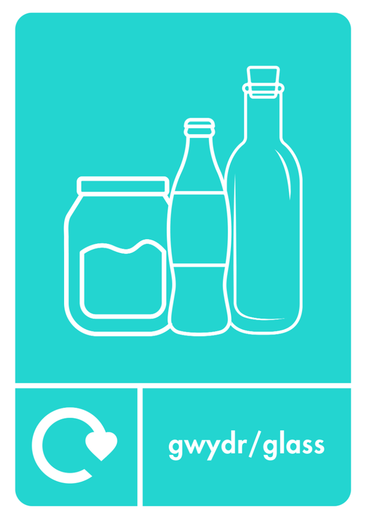 A5 Bilingual Glass Recycling Sticker