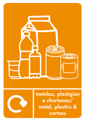 A5 Bilingual Metal, Plastics & Cartons Recycling Sticker