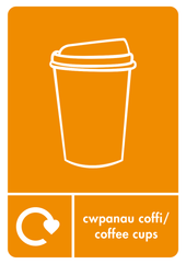 A5 Bilingual Coffee Cups Recycling Sticker