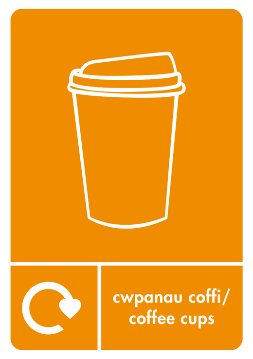 A5 Bilingual Coffee Cups Recycling Sticker