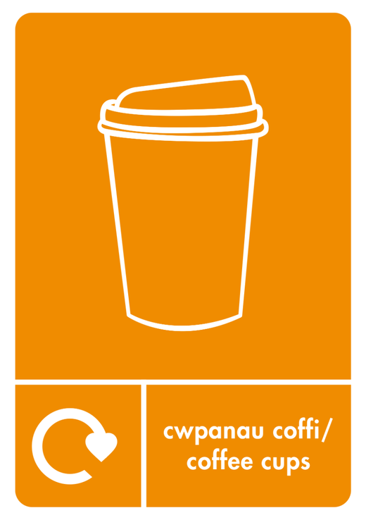 A5 Bilingual Coffee Cups Recycling Sticker