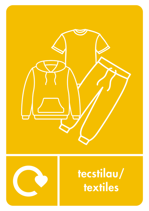 A5 Bilingual Textiles Recycling Sticker