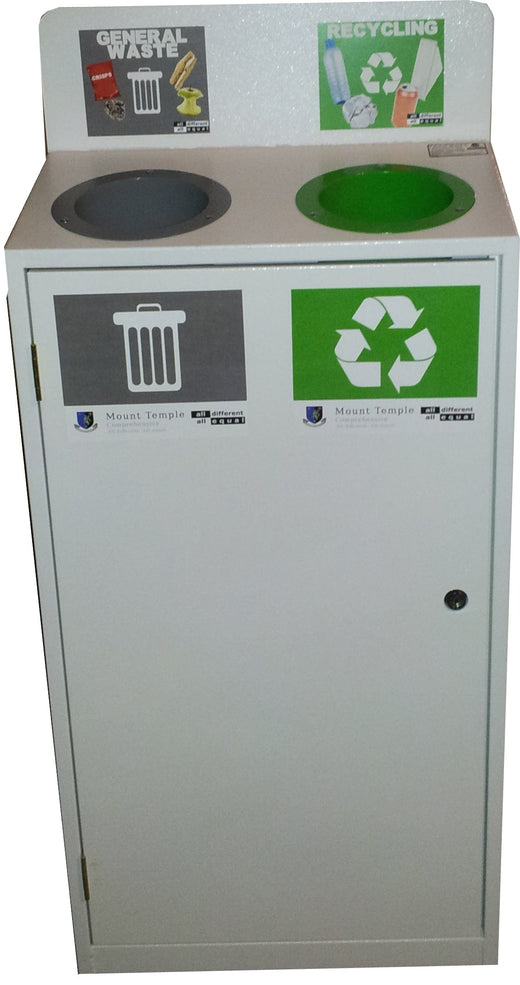 Slimline 2 Bay Recycle Station with Back Signage - 100 Litre (50 Litres per Bay)
