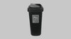 Video of black office recycling bin for cans with push flap lid in motion.